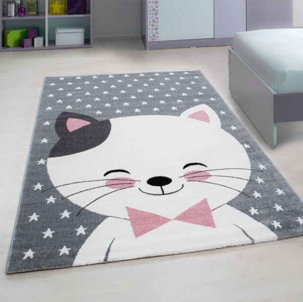 Kids Happy Cat Pink Rug